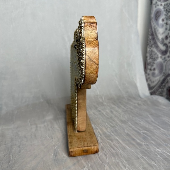 Home Decor Table Top Bead Embellished Wood Figurine Elephant Art Accent - Picture 10 of 16